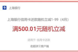 [上海银行借记卡]信用卡还款随机减1~99元优惠